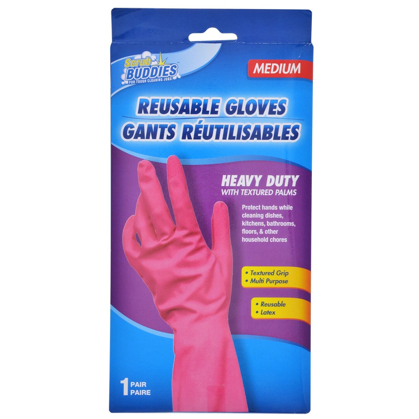 Scrub Buddies Long-Cuff Medium Pink Reusable Latex Gloves (Pack of 24)
