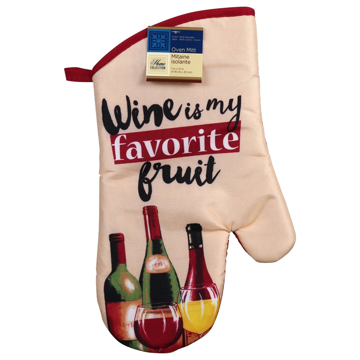 Home Collection "Wine is my Favorite Fruit" Oven Mitts, 13x7-in. (Pack of 12)