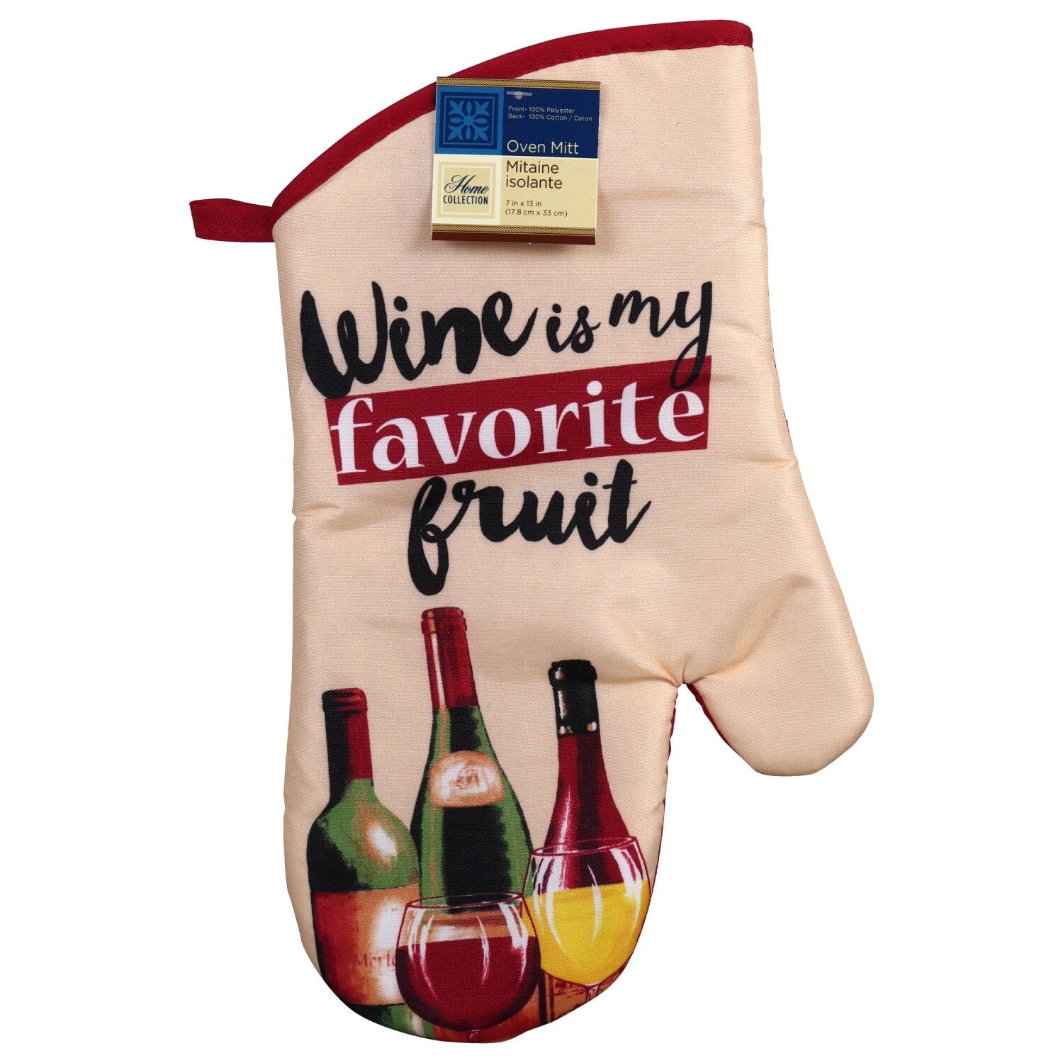 Home Collection "Wine is my Favorite Fruit" Oven Mitts, 13x7-in. (Pack of 12)