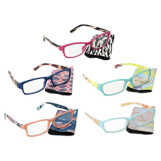 Fashion Readers with Coordinating Pouches, 3.25 Diopter (Pack of 24)